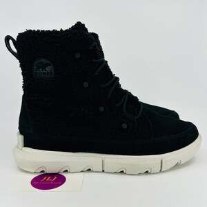 Sorel Women's Explorer II Joan Cozy Winter Boots Black/White NL5030-010 Size 9